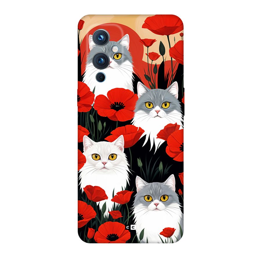Floral Cat Back Case for OnePlus 9