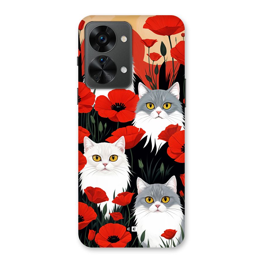 Floral Cat Back Case for OnePlus Nord 2T