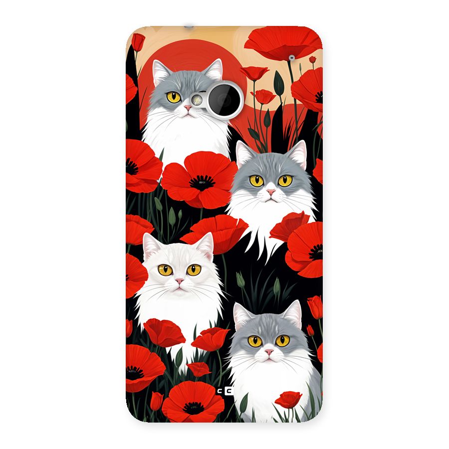 Floral Cat Back Case for One M7 (Single Sim)