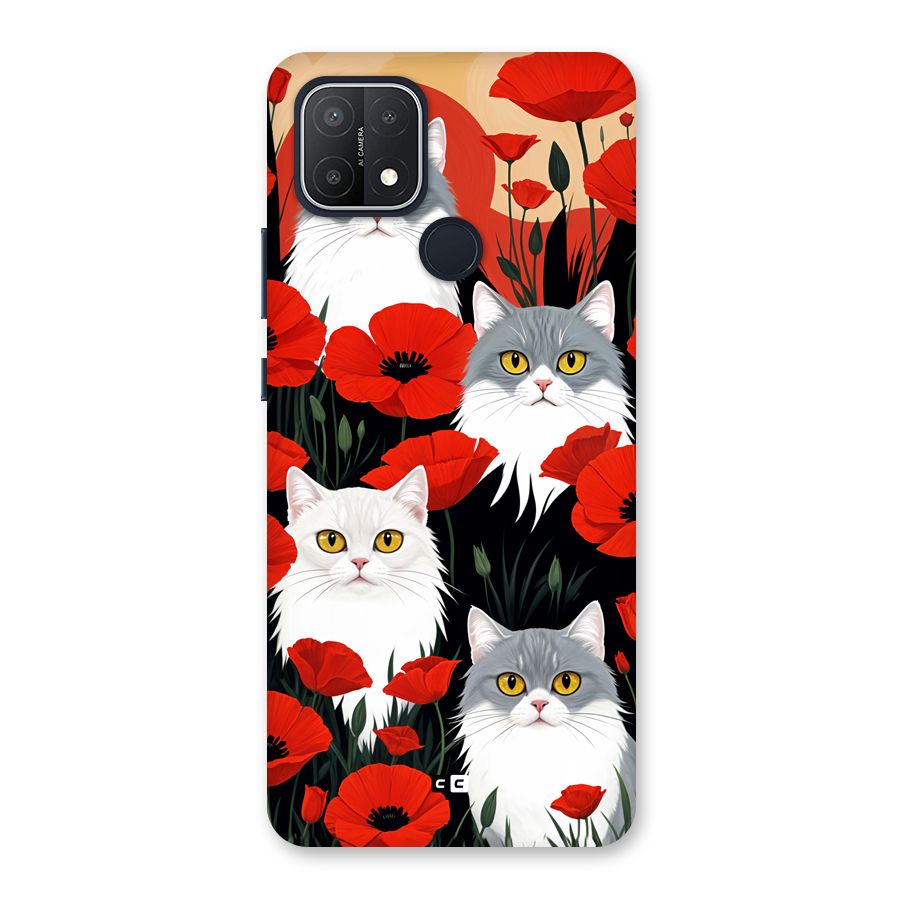 Floral Cat Back Case for Oppo A15s