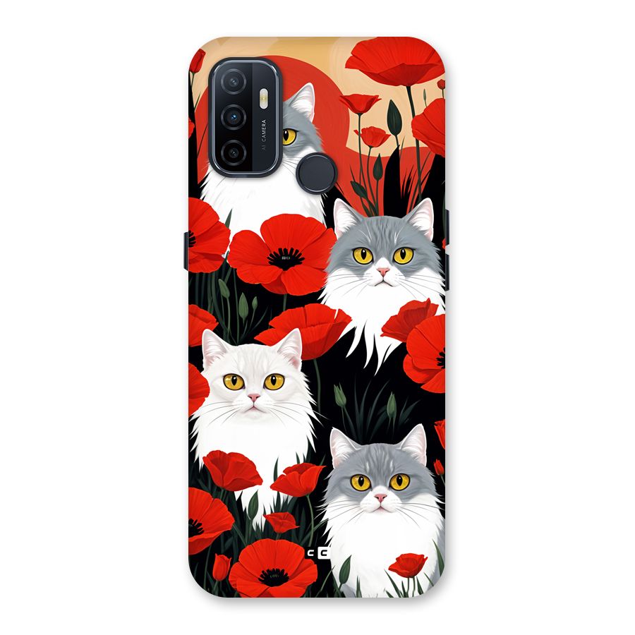 Floral Cat Back Case for Oppo A33 (2020)