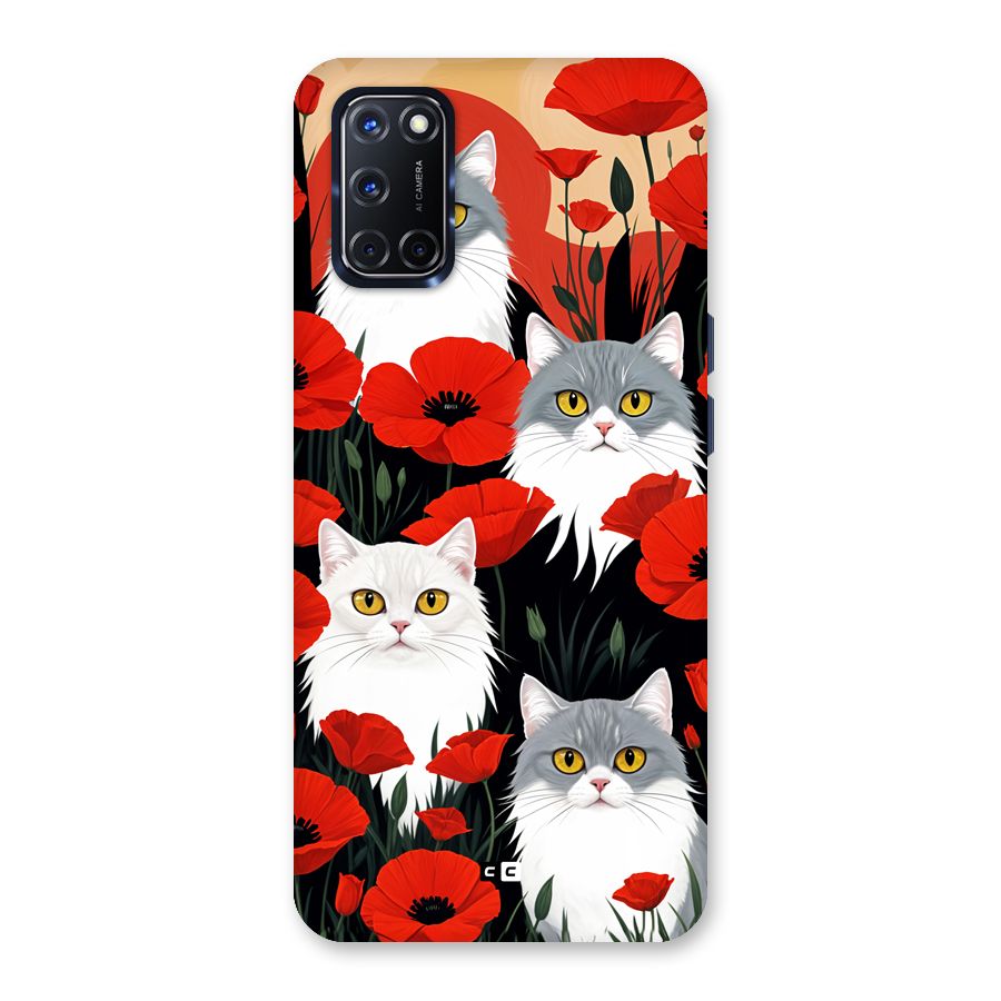 Floral Cat Back Case for Oppo A52