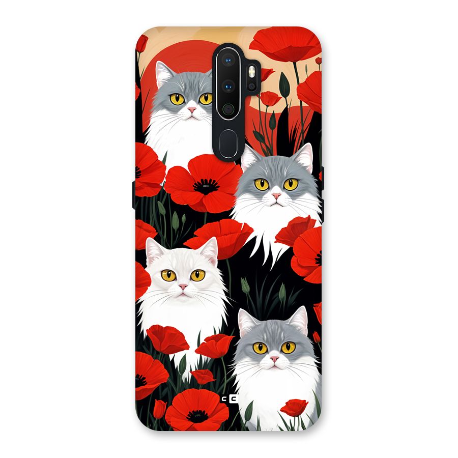 Floral Cat Back Case for Oppo A5 (2020)