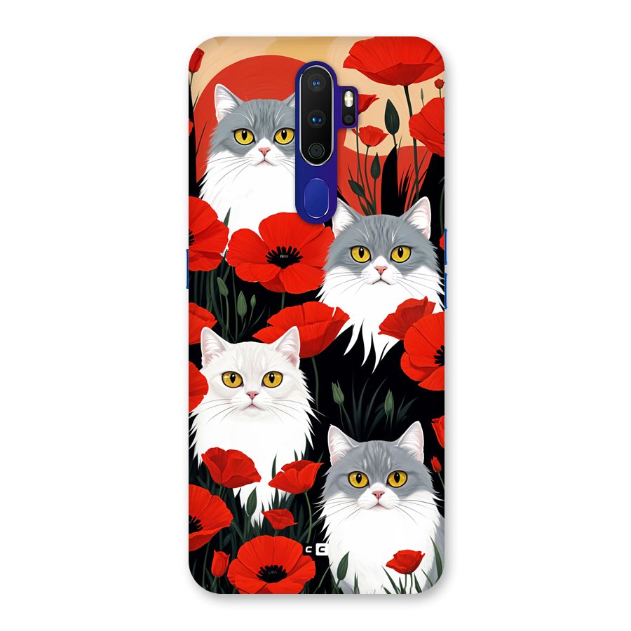Floral Cat Back Case for Oppo A9 (2020)