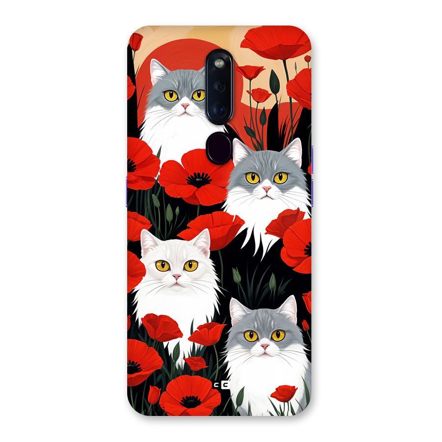 Floral Cat Back Case for Oppo F11 Pro