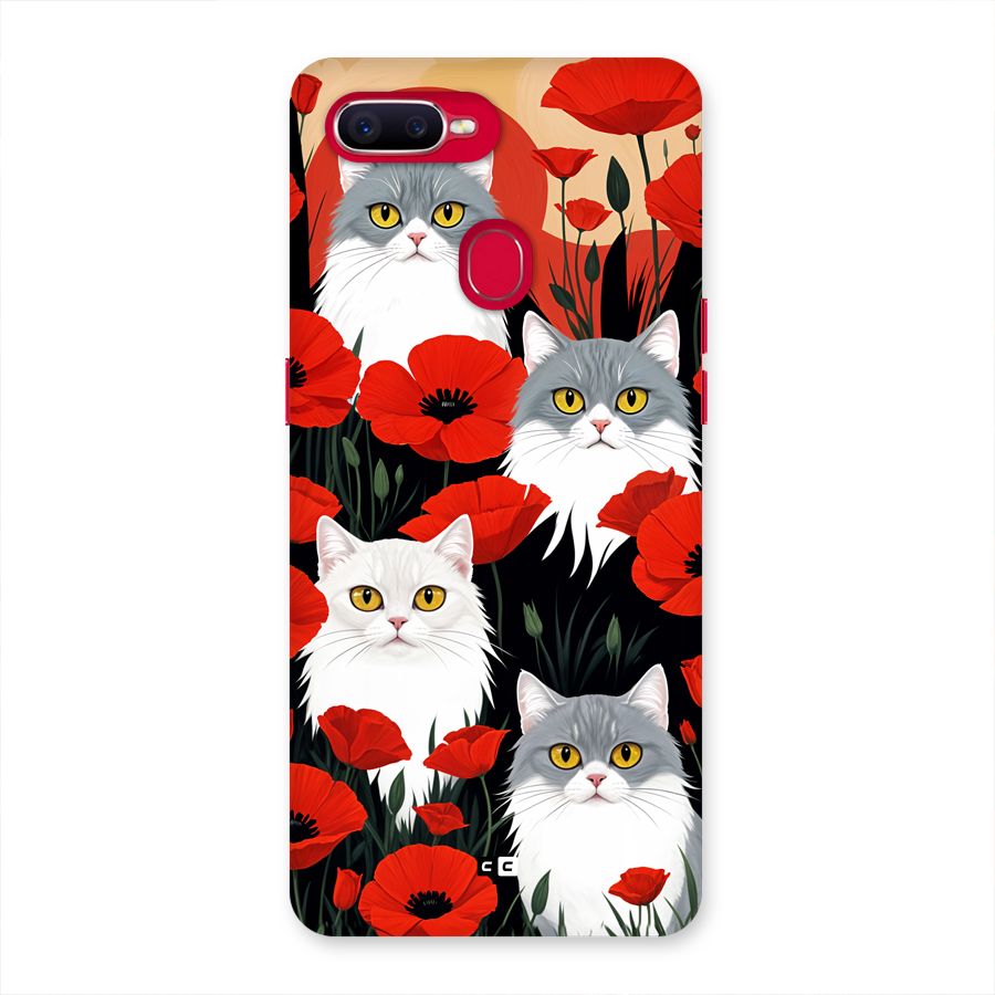 Floral Cat Back Case for Oppo F9 Pro