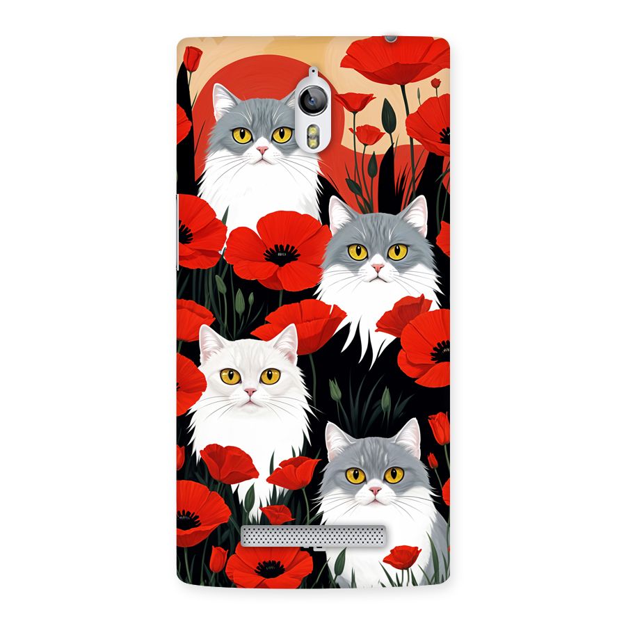 Floral Cat Back Case for Oppo Find 7