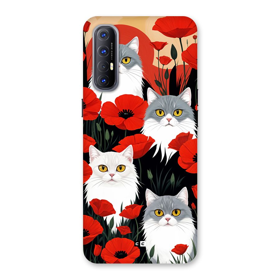 Floral Cat Back Case for Oppo Reno3 Pro