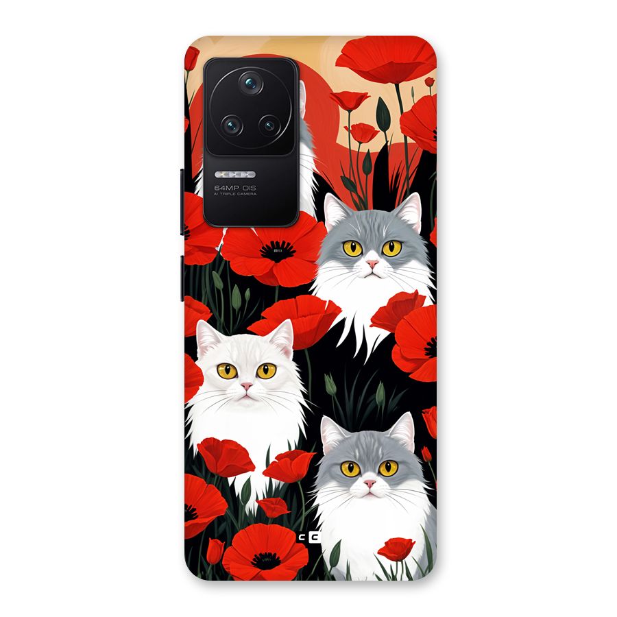 Floral Cat Back Case for Poco F4 5G