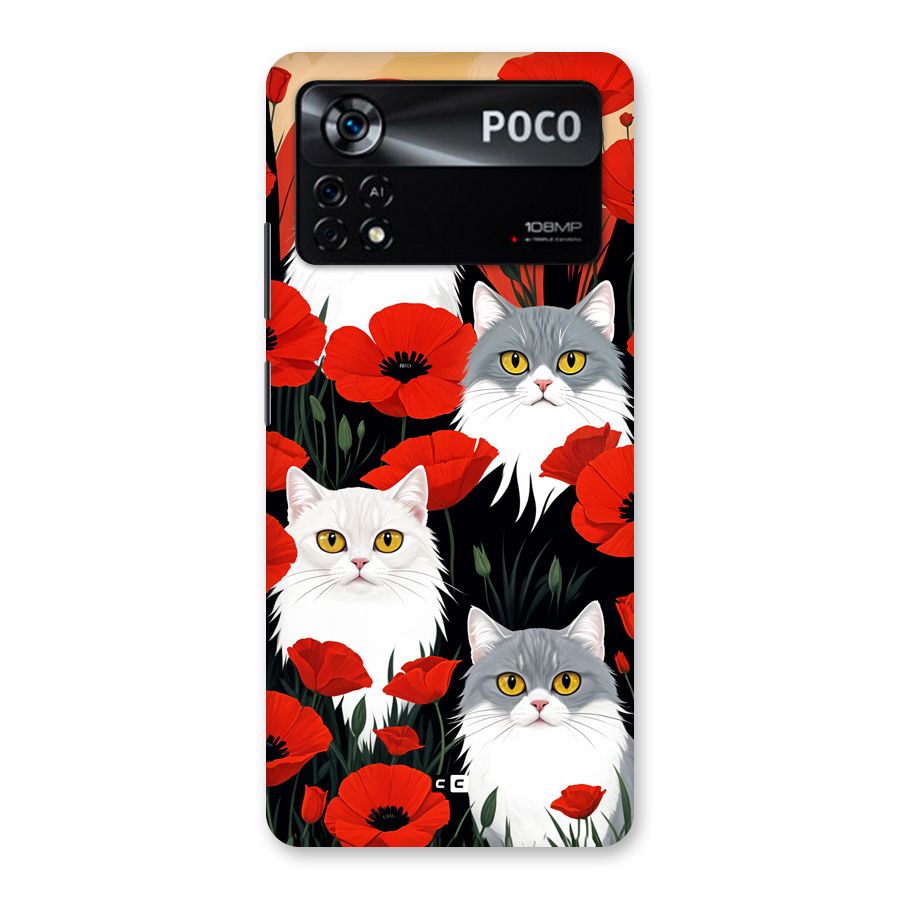 Floral Cat Back Case for Poco X4 Pro 5G