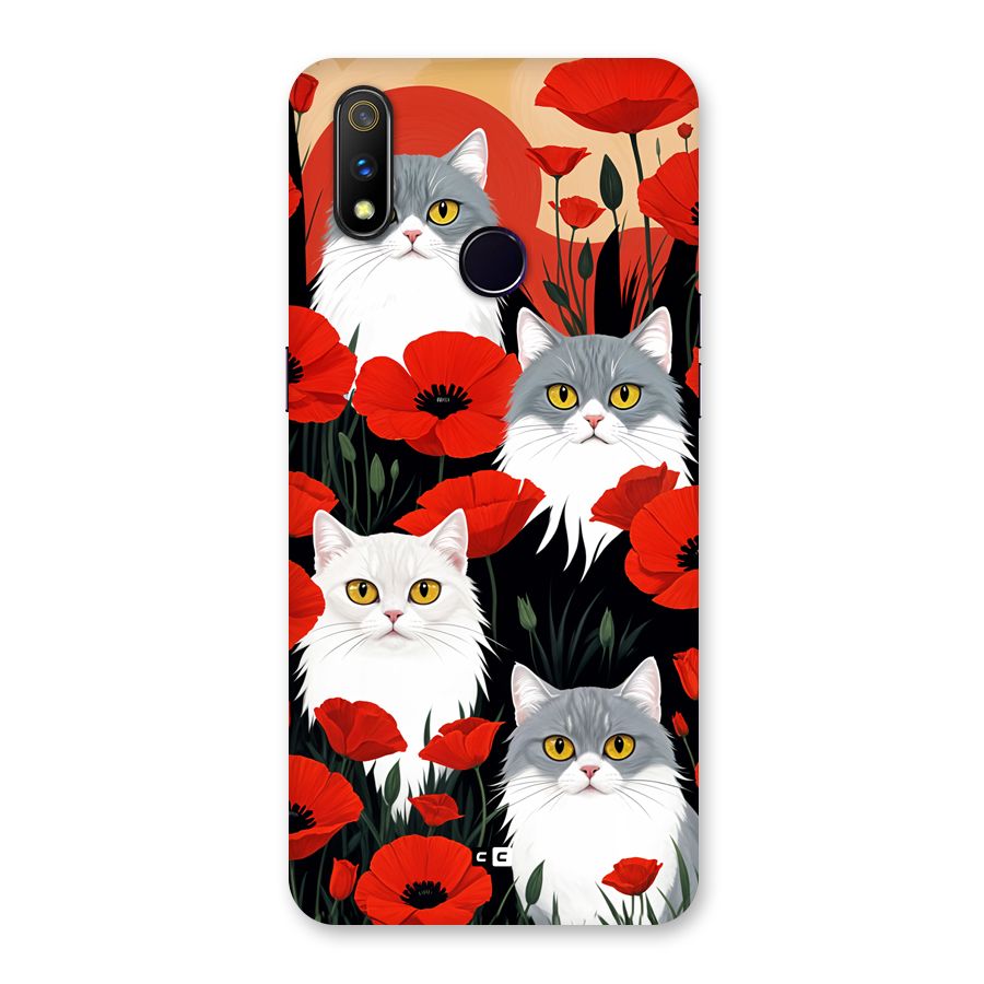 Floral Cat Back Case for Realme 3 Pro