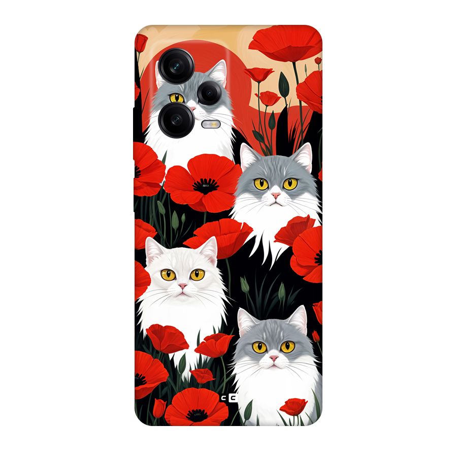 Floral Cat Back Case for Redmi Note 12 Pro
