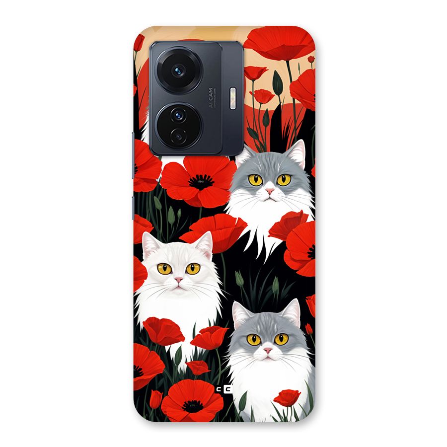 Floral Cat Back Case for Vivo T1 Pro