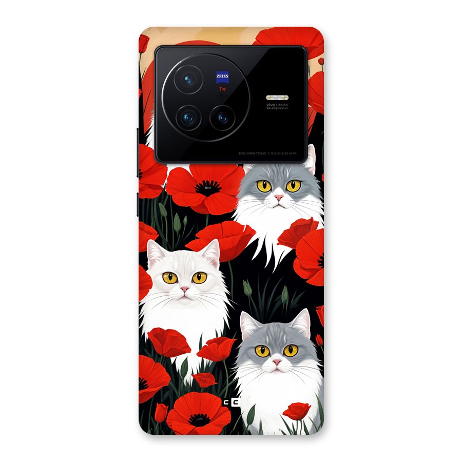 Floral Cat Back Case for Vivo X80