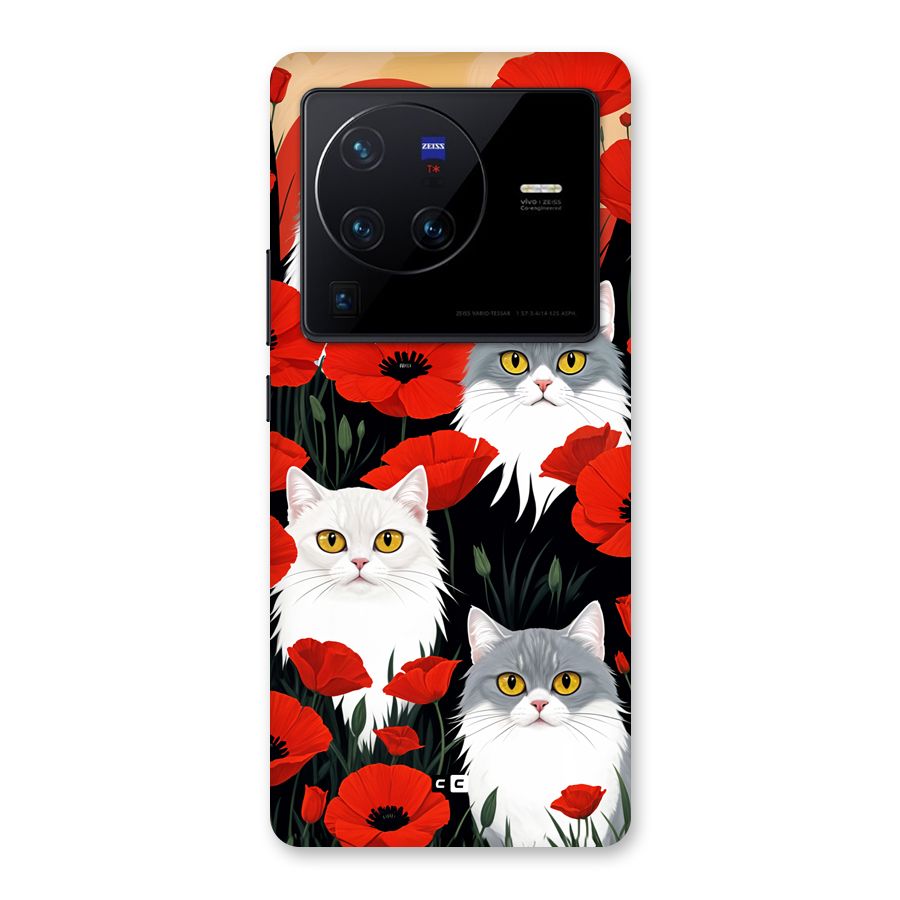 Floral Cat Back Case for Vivo X80 Pro