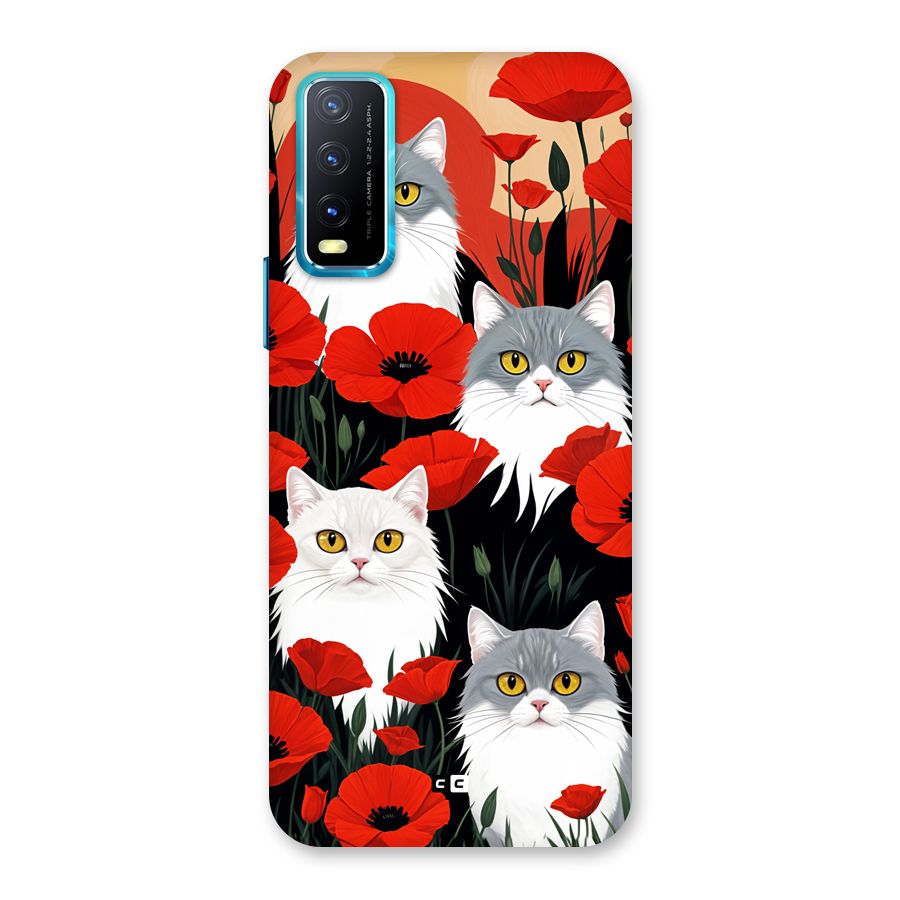Floral Cat Back Case for Vivo Y20A