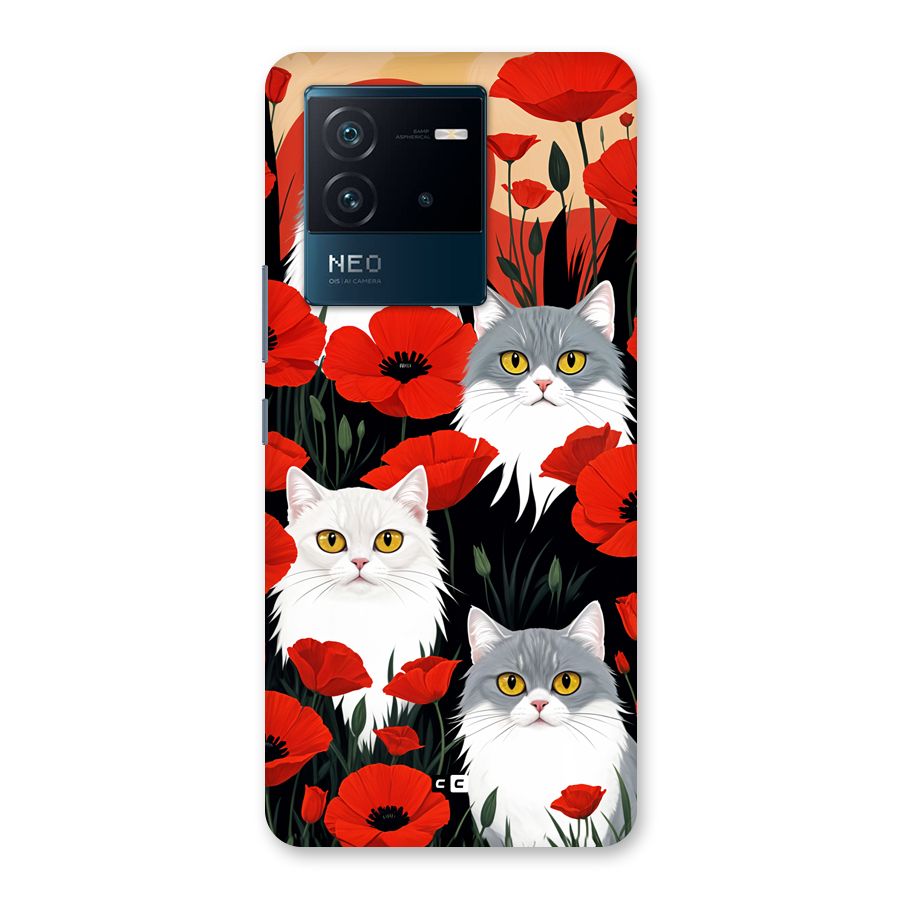 Floral Cat Back Case for Vivo iQOO Neo 6 5G