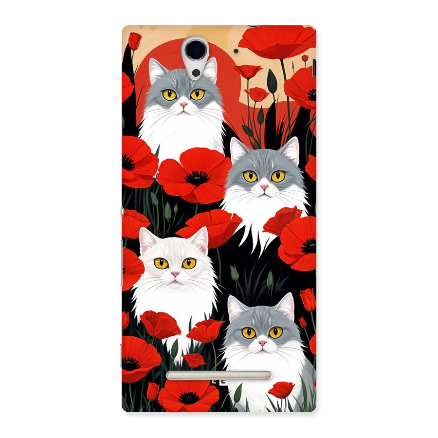 Floral Cat Back Case for Xperia C3