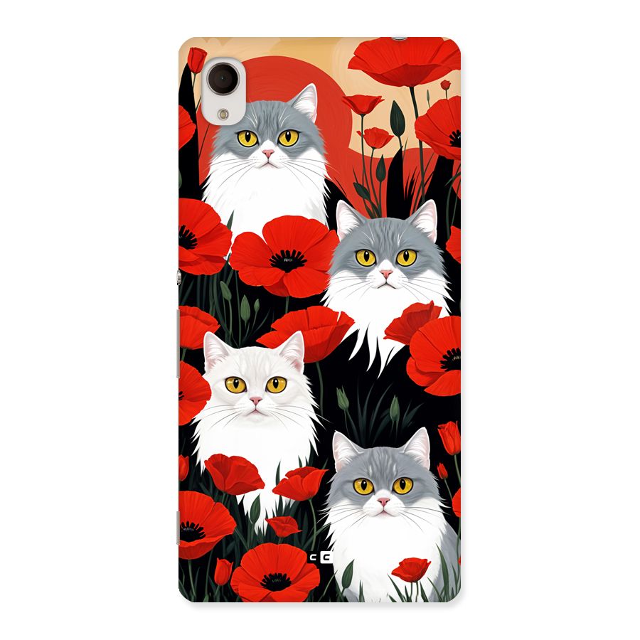 Floral Cat Back Case for Xperia M4