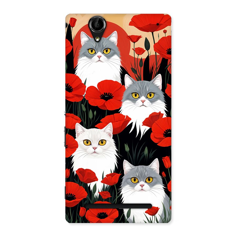 Floral Cat Back Case for Xperia T2