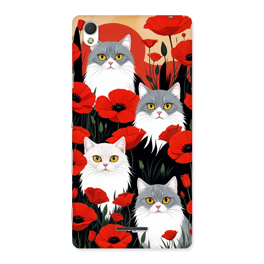 Floral Cat Back Case for Xperia T3