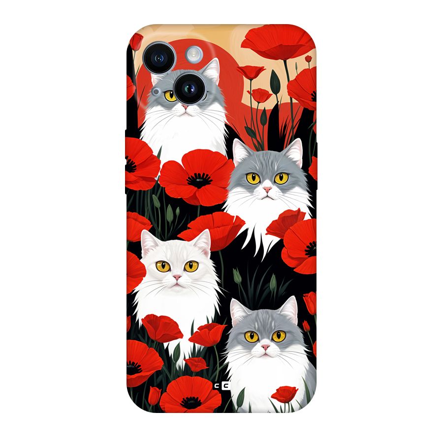 Floral Cat Back Case for iPhone 14