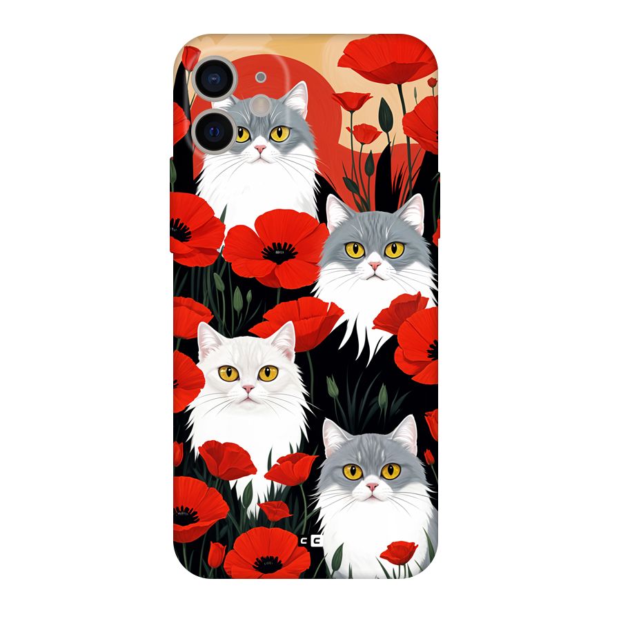 Floral Cat Back Case for iPhone 11