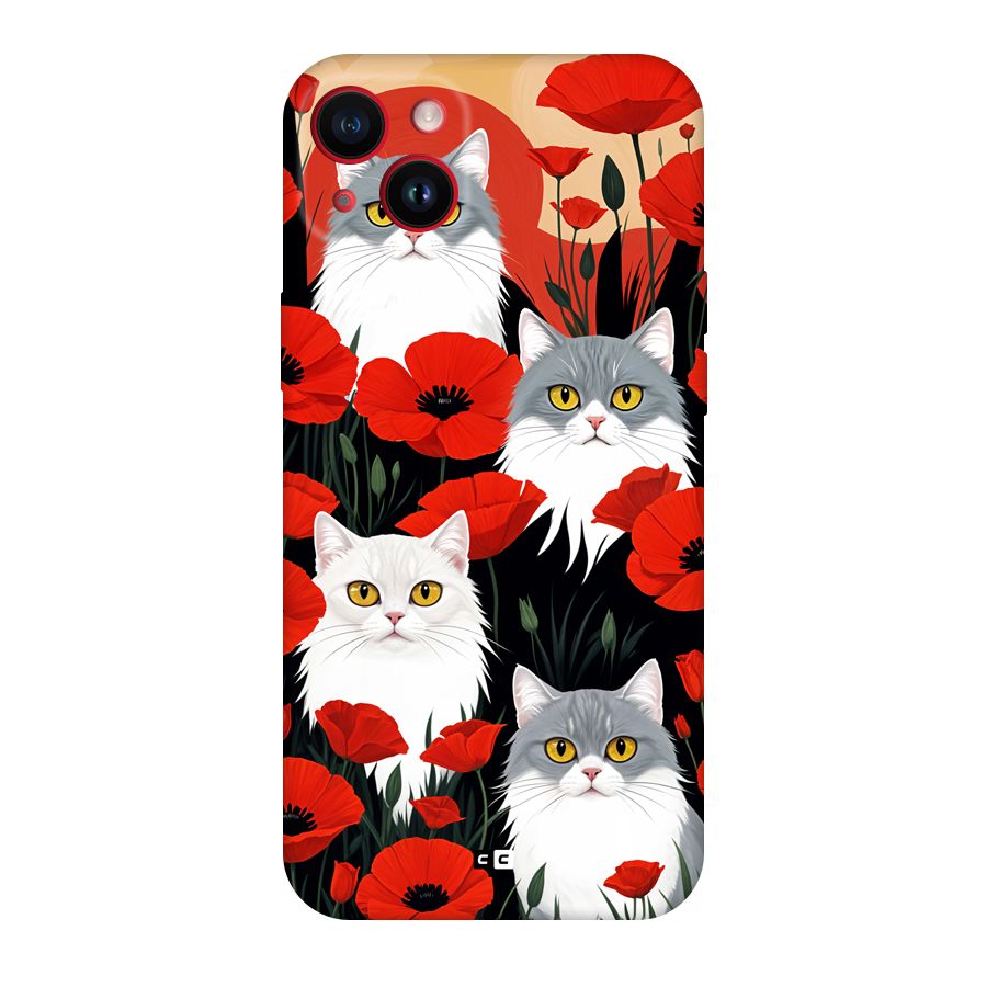 Floral Cat Back Case for iPhone 14 Plus