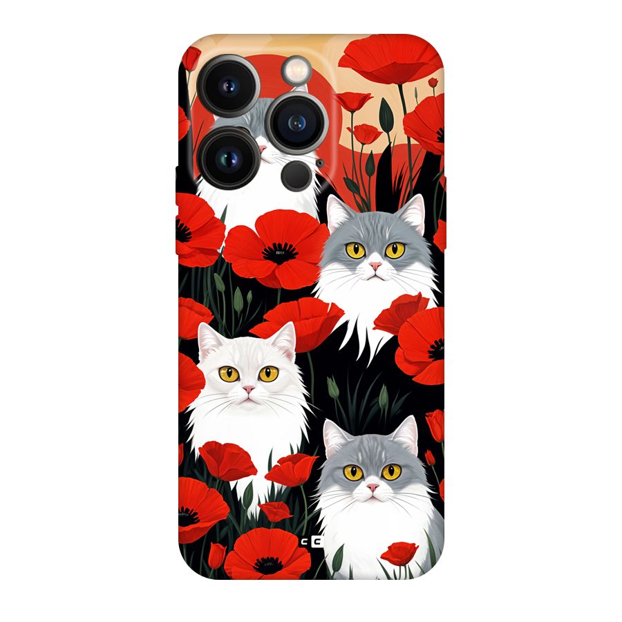 Floral Cat Back Case for iPhone 14 Pro