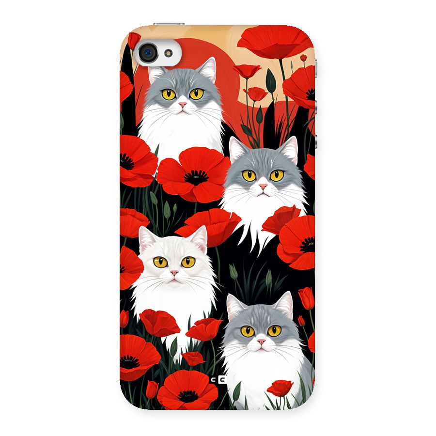 Floral Cat Back Case for iPhone 4 4s
