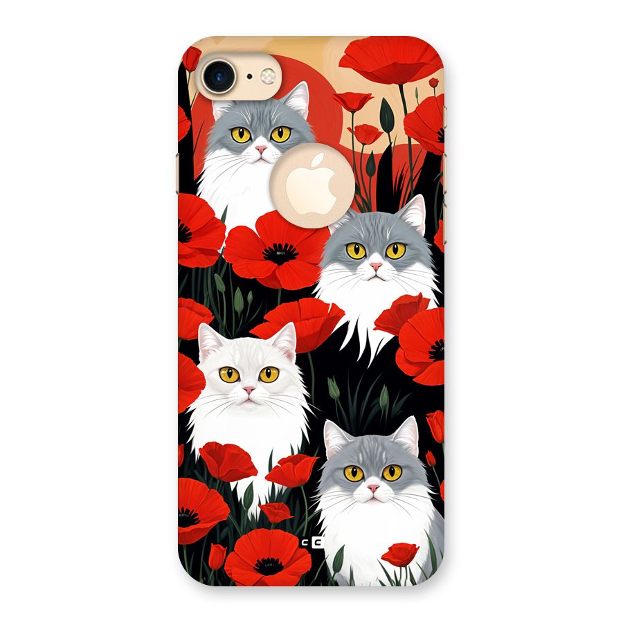 Floral Cat Back Case for iPhone 7 Logo Cut