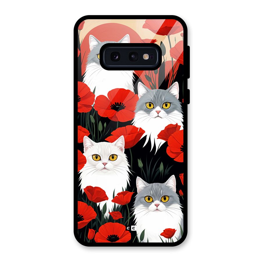 Floral Cat Glass Back Case for Galaxy S10e