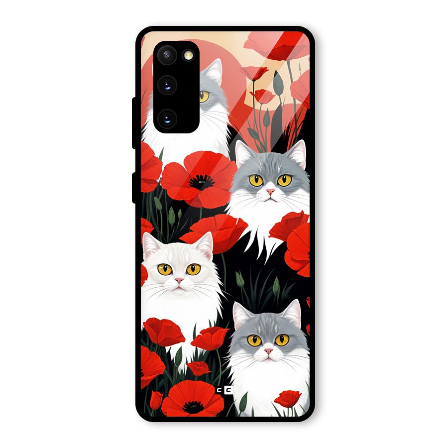 Floral Cat Glass Back Case for Galaxy S20 FE 5G