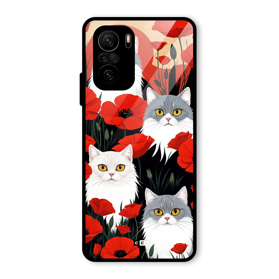 Floral Cat Glass Back Case for Mi 11X Pro