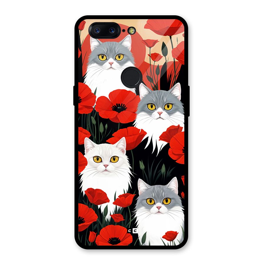Floral Cat Glass Back Case for OnePlus 5T