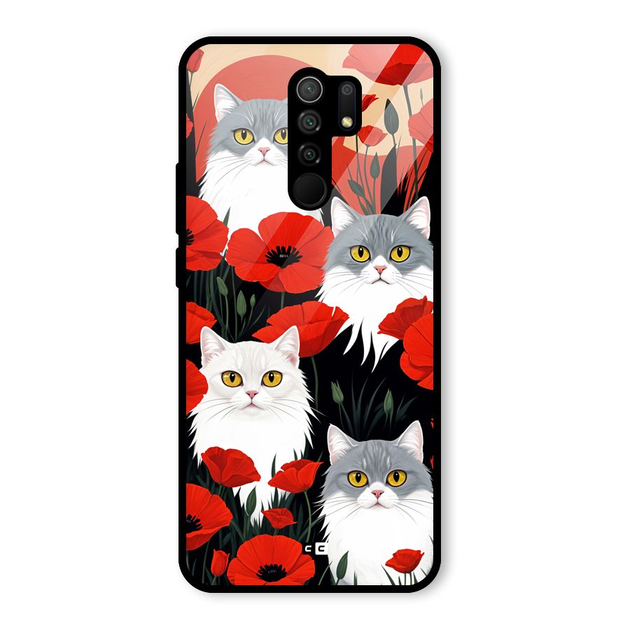 Floral Cat Glass Back Case for Poco M2