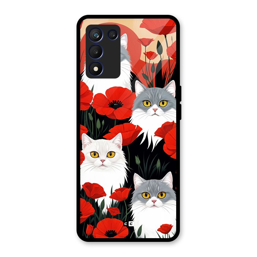 Floral Cat Glass Back Case for Realme 9 5G Speed