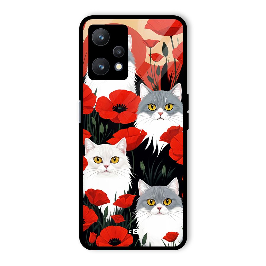 Floral Cat Glass Back Case for Realme 9 Pro 5G