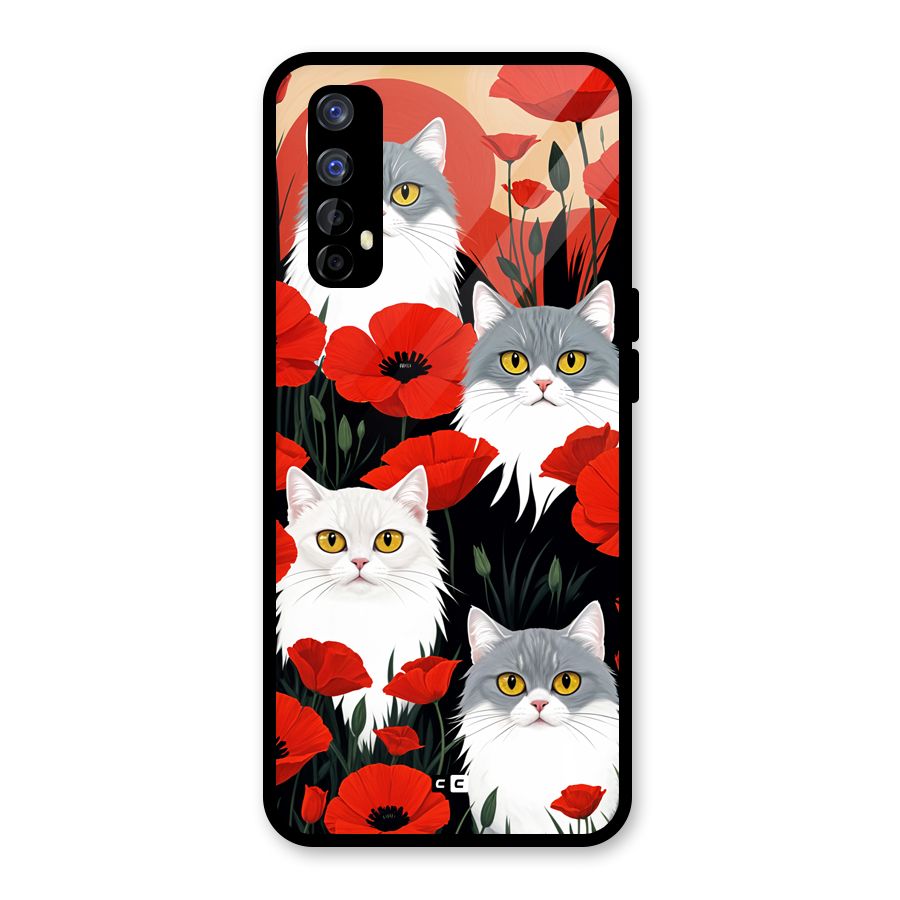 Floral Cat Glass Back Case for Realme Narzo 20 Pro