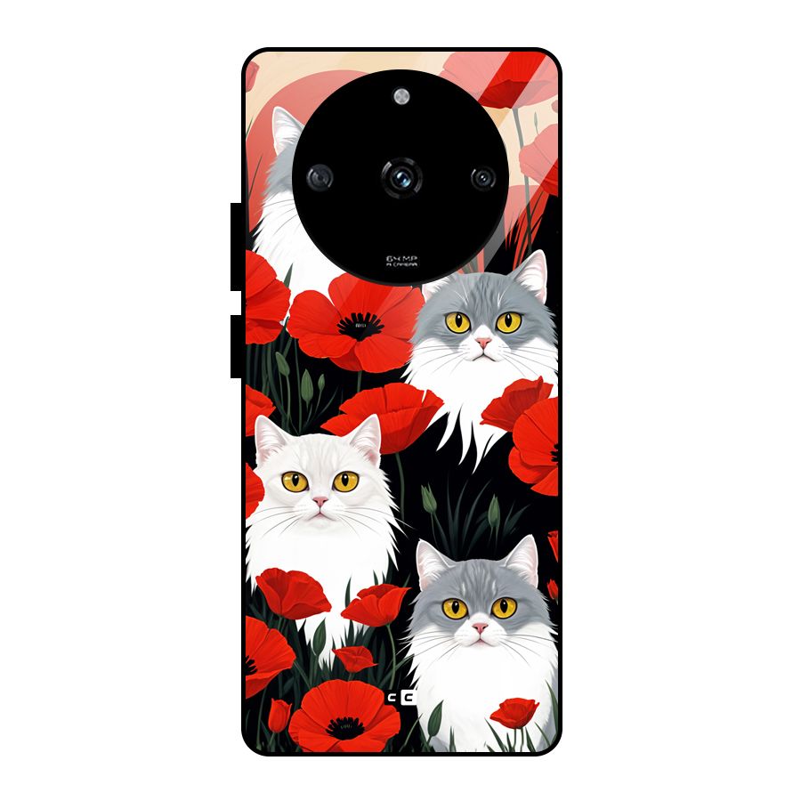 Floral Cat Glass Back Case for Realme Narzo 60 5G