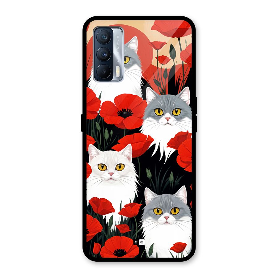 Floral Cat Glass Back Case for Realme X7