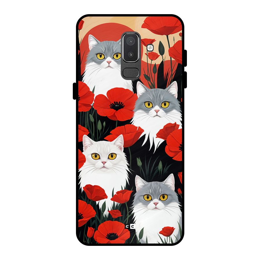Floral Cat Metal Back Case for Galaxy On8 (2018)