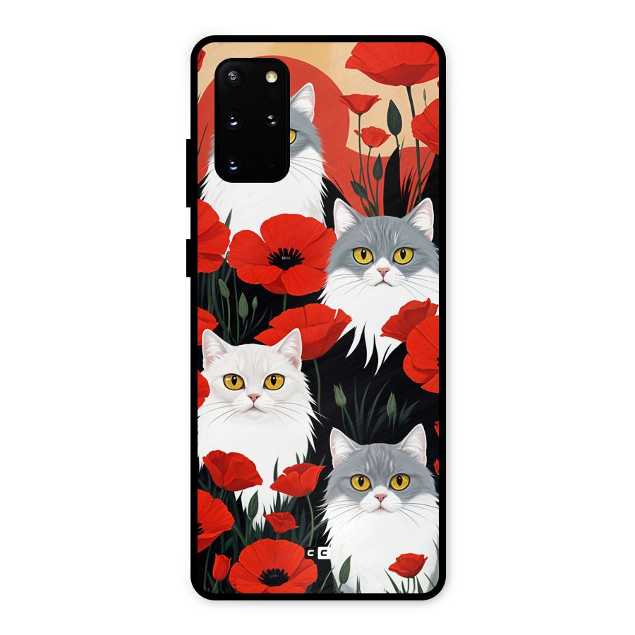 Floral Cat Metal Back Case for Galaxy S20 Plus