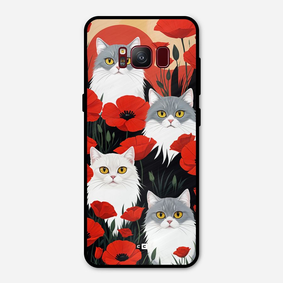 Floral Cat Metal Back Case for Galaxy S8