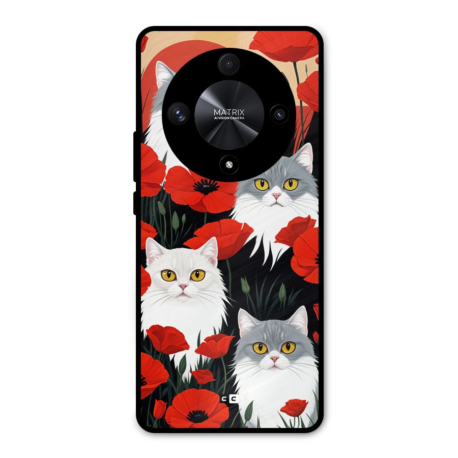 Floral Cat Metal Back Case for Honor X9b