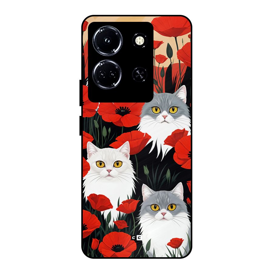 Floral Cat Metal Back Case for Infinix Note 30 5G