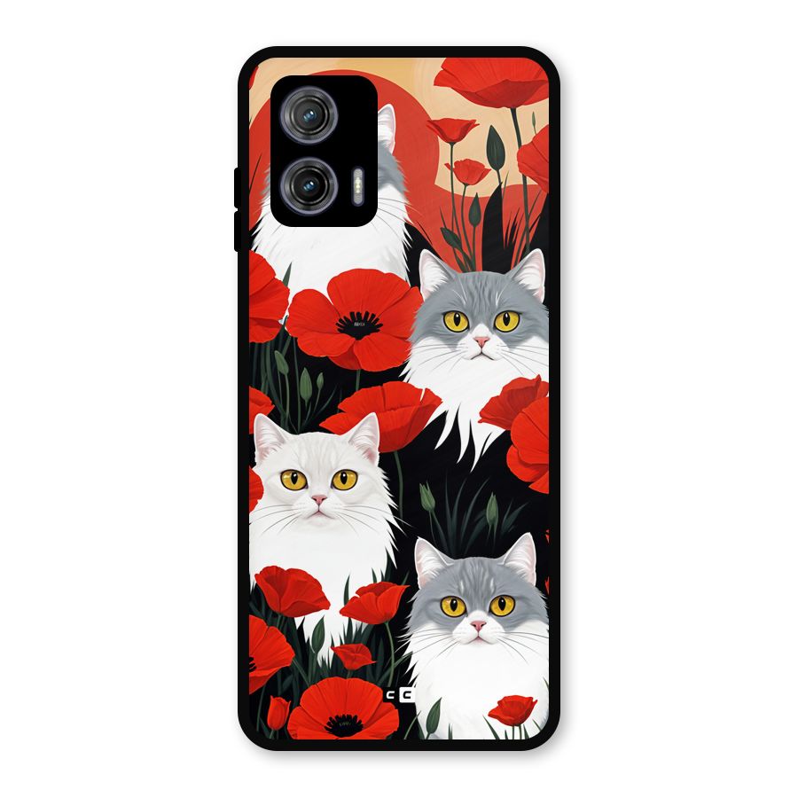 Floral Cat Metal Back Case for Moto G73