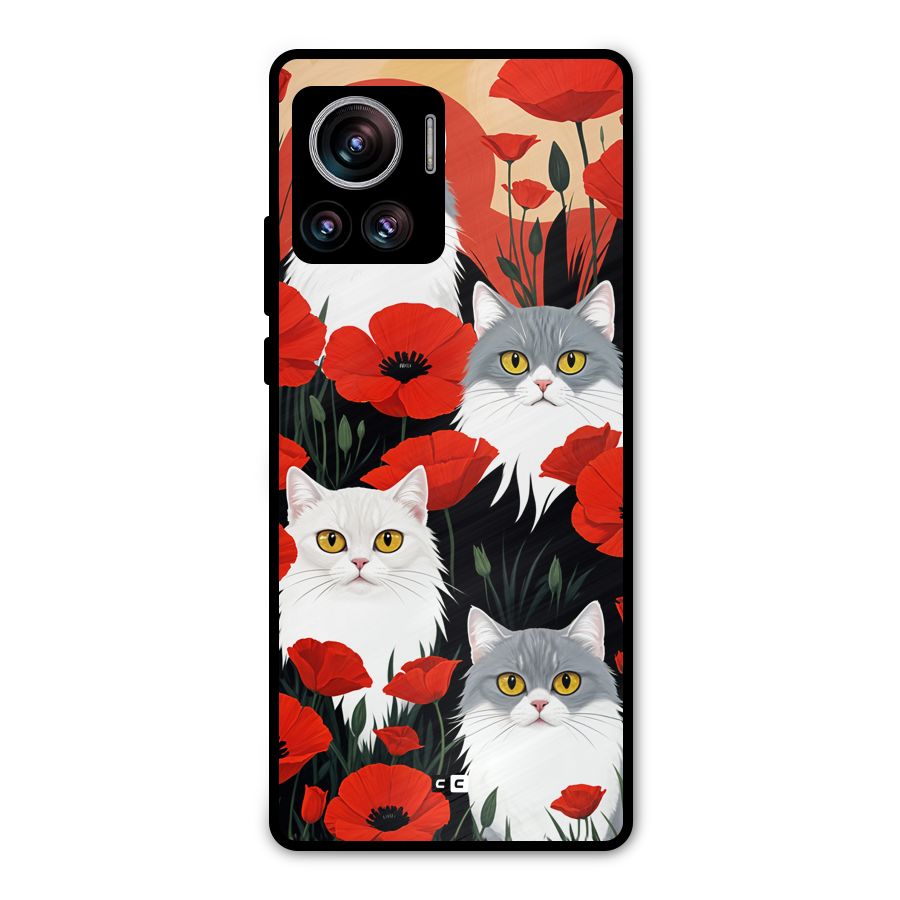 Floral Cat Metal Back Case for Motorola Edge 30 Ultra