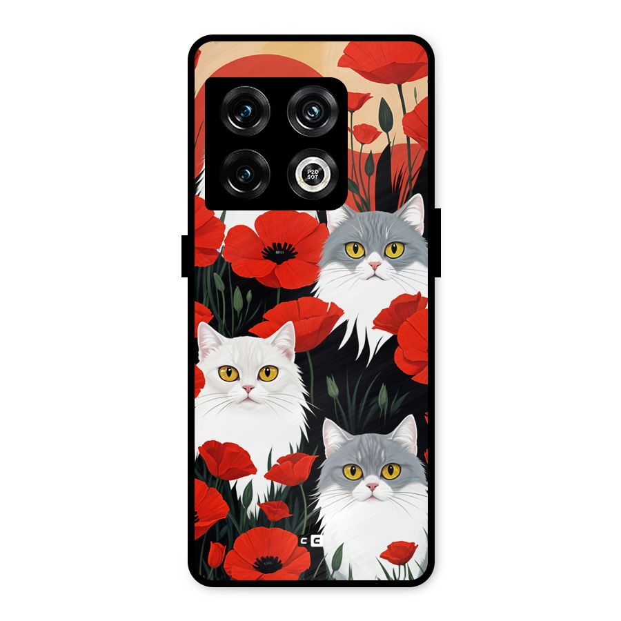 Floral Cat Metal Back Case for OnePlus 10 Pro 5G