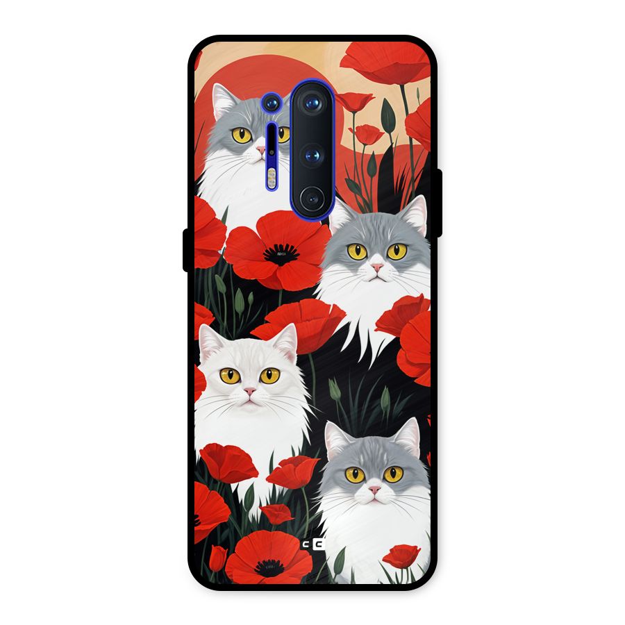 Floral Cat Metal Back Case for OnePlus 8 Pro
